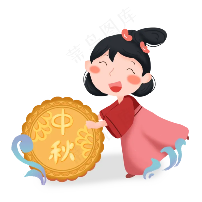 中秋节嫦娥推月饼素材(2000X2000(DPI:300))psd模版下载