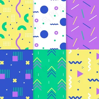 一套多彩的孟菲斯图案