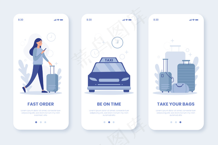 出租车服务上车应用程序app屏幕eps,ai矢量模版下载