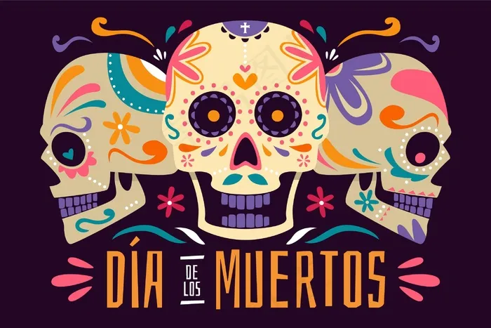 平面设计dia de muertos背景eps,ai矢量模版下载