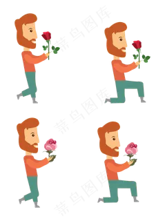 持花男孩求婚男孩矢量素材