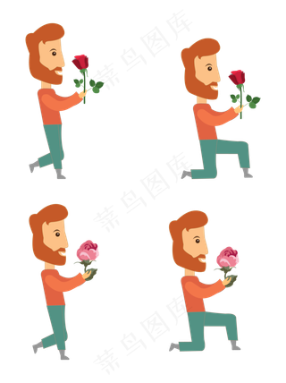 持花男孩求婚男孩矢量素材