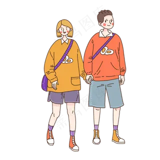 七夕节情人节卡通情侣