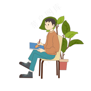 中国寒露节在记录东西的男孩人物