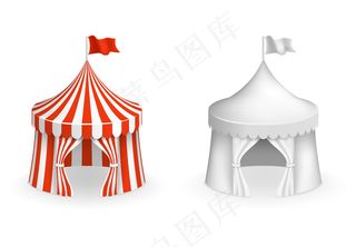 圆形马戏团帐篷。带有入口插图的节日帐篷。马戏及嘉年华