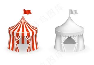 圆形马戏团帐篷。带有入口插图的节日帐篷。马戏及嘉年华