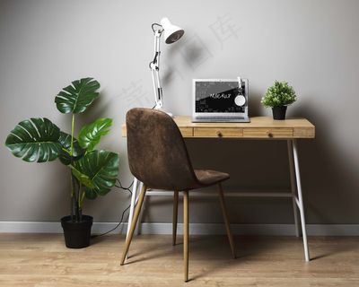 桌面上的Macbook实体模型样机