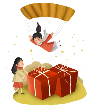 双十一活动礼盒和女孩