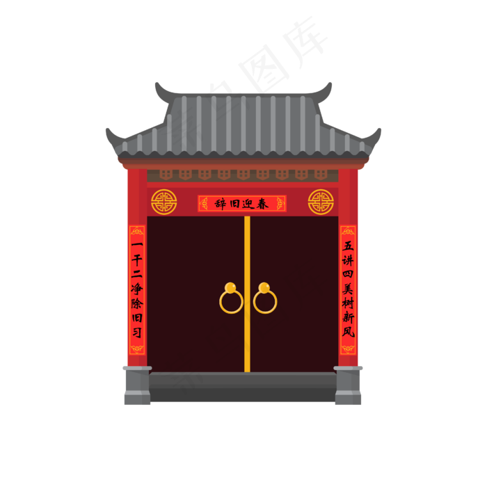 矢量手绘卡通大门(1000X1000(DPI:300))ai矢量模版下载