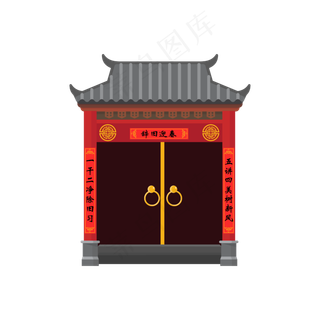 矢量手绘卡通大门