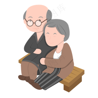 手绘矢量重阳节老年人人物