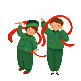 手绘国庆节卡通人物