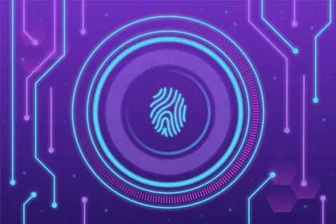 紫蓝色霓虹灯指纹背景