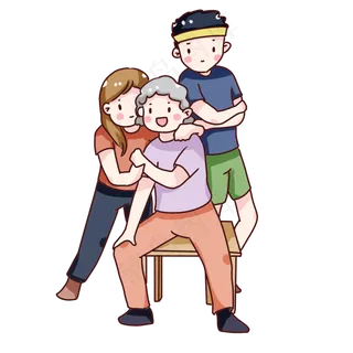 手绘卡通重阳节登山老人