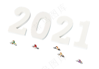 2021新年跨年创意微缩小人旗单车