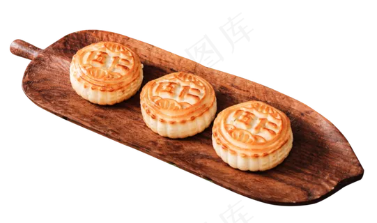 原木托盘上的五仁月饼 原木托盘上的五仁月饼