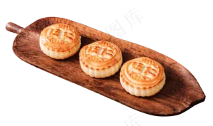 原木托盘上的五仁月饼