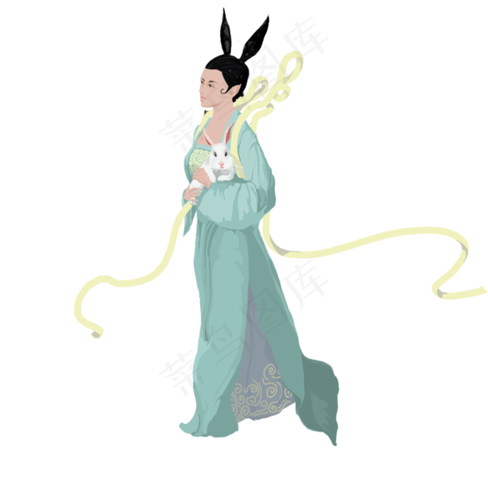  抱着玉兔的嫦娥 (2000X2000(DPI:300))psd模版下载