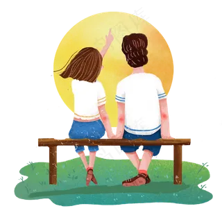 中秋情侣赏月png素材