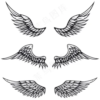 白色背景上的复古翅膀。标志，标签，徽章，标志，商标的要素。