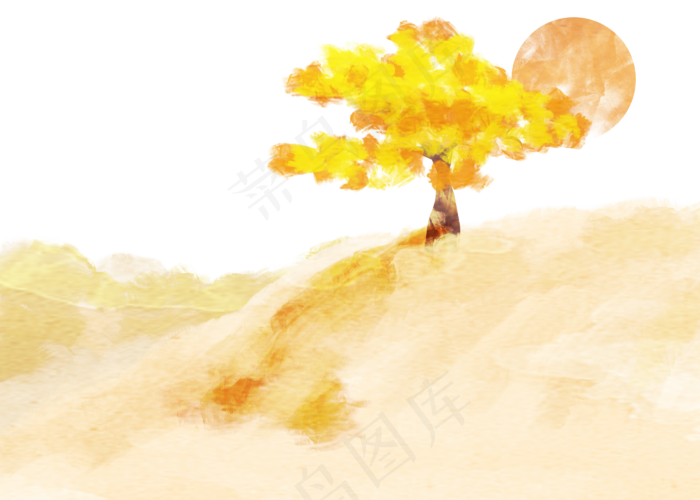 水彩秋天大树(2800X2000(DPI:300))psd模版下载