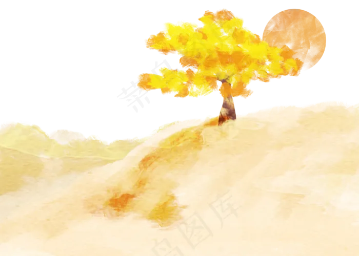 水彩秋天大树(2800X2000(DPI:300))psd模版下载