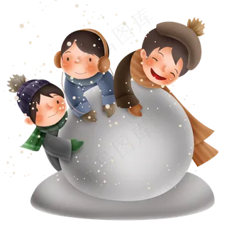 冬天玩雪的儿童