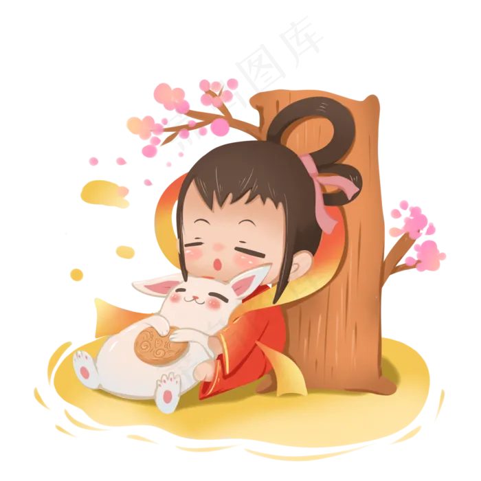 中秋节嫦娥玉兔微信微博配图(2000X2000(DPI:300))psd模版下载
