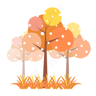 扁平风格简约卡通秋树元素矢量装