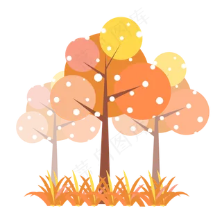 扁平风格简约卡通秋树元素矢量装