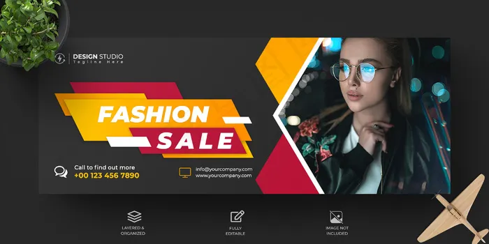 Fashion sale facebook时间轴封面和横幅banner模板设计psd模版下载