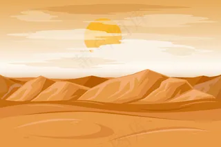 沙漠山脉砂岩背景。阳光下干燥的沙漠，一望无际的沙漠。