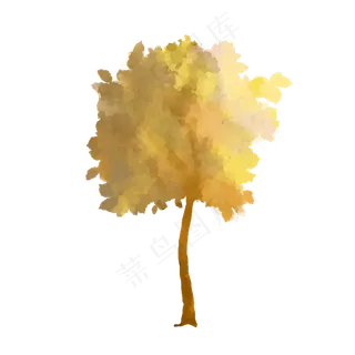 卡通手绘金黄色大树免抠png