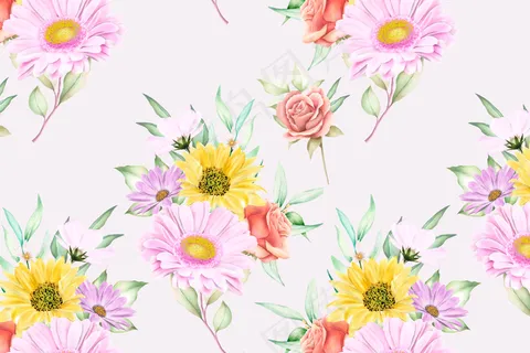 花朵无缝图案花朵盛开 花朵无缝图案花朵盛开