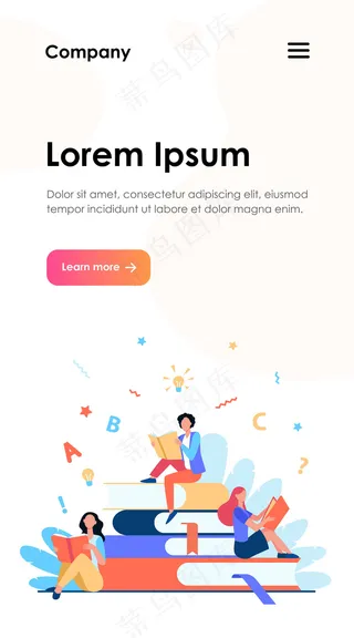 学习教科书的学生。坐在书堆上看书的女人。图书馆、书虫、书店概念的矢量插图