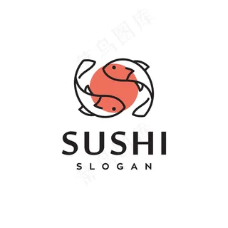 寿司鱼日本传统食品载体标志设计