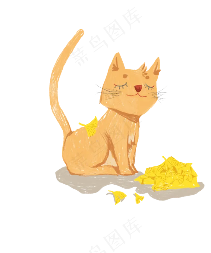 立秋玩银杏叶的橘猫(2500X3000(DPI:300))psd模版下载