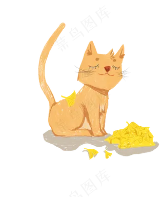 立秋玩银杏叶的橘猫