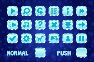 用于手机或电脑游戏设计的方形按钮。正常和按钮。