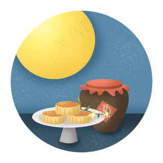 中秋节中秋佳节吃月饼酒