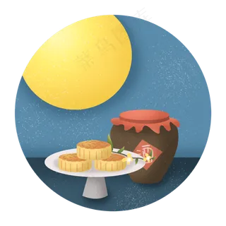 中秋节中秋佳节吃月饼酒