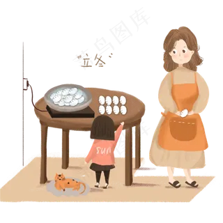 立冬包饺子煮饺子免抠图 立冬包饺子煮饺子免抠图