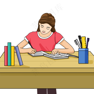 漫画女生写字写作