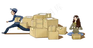 双十一促销手绘漫画