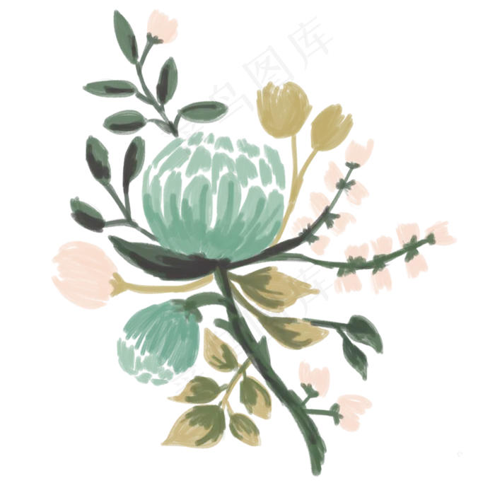 七夕花朵植物装饰手绘(2000*2000px 300 dpi )psd模版下载