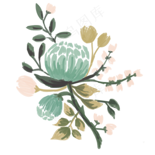 七夕花朵植物装饰手绘