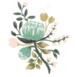 七夕花朵植物装饰手绘