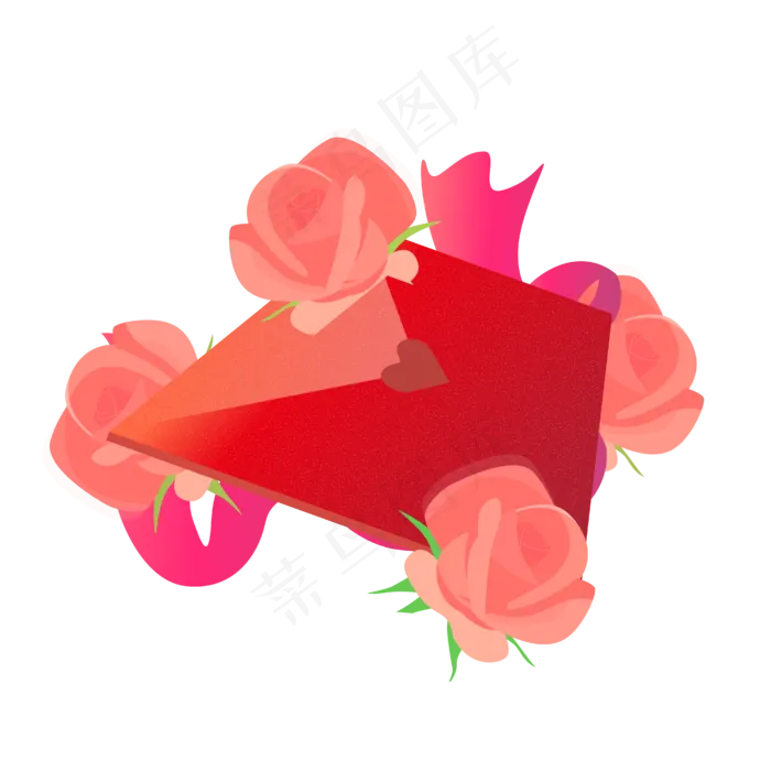 七夕信封玫瑰花(4167*4167px 300 dpi )ai矢量模版下载