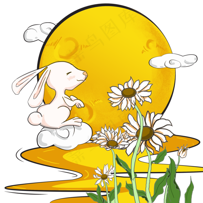中秋佳节花好月圆兔子赏月
