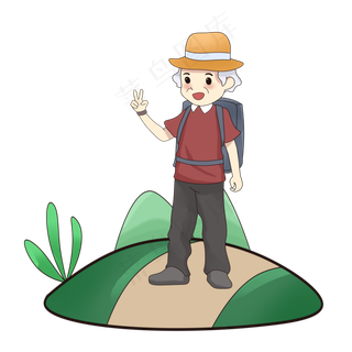 重阳节登高老人